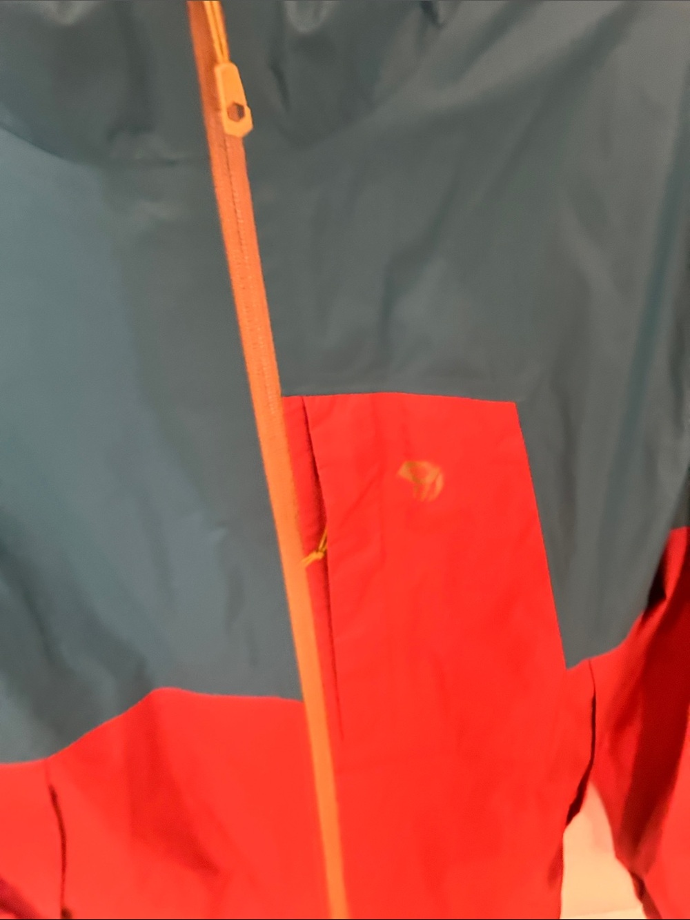 Mountain Hardwear Two-Tone Hooded Windbreaker - Teal & Rust - Picture 6 of 8